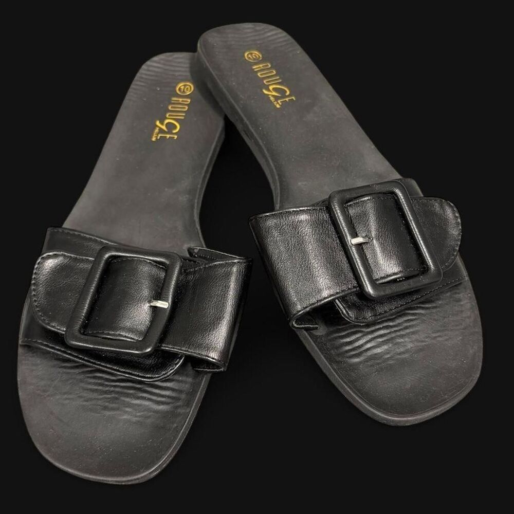 Rogue Women's Black Slides With Buckle Size 10